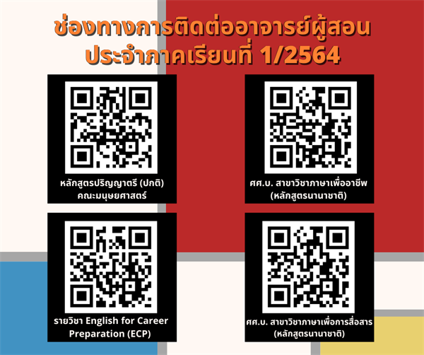 ช่องทางการติดต่ออาจารย์ผู้สอน ประจำภาคเรียนที่ 1/2564